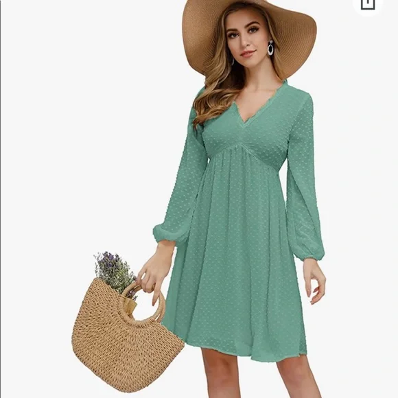 sage green maternity dress long sleeve Green Smocked Off Shoulder Long Sleeve Maternity Dress main image 0